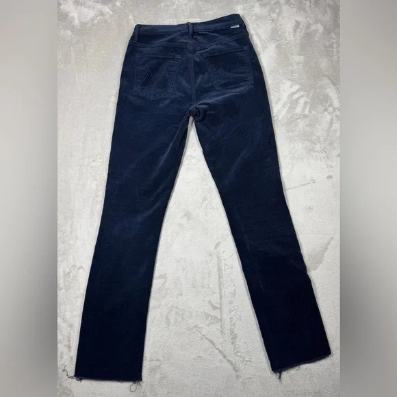MOTHER Mid Rise Dazzler Corduroy Ankle Fray Night Sky Dark Navy Blue Pants 24 - Picture 1 of 16